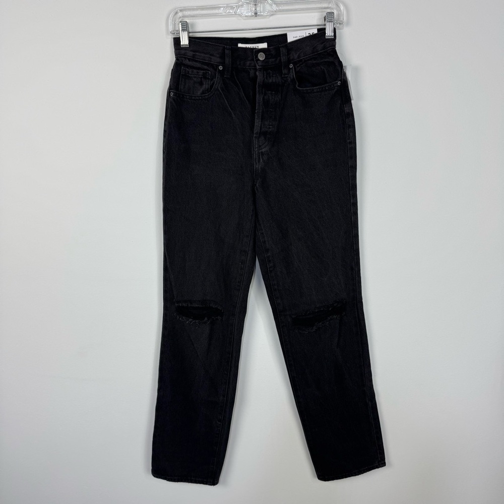 Pacsun Black Distressed Dad Jean Straight Leg Long Denim Casual Jeans